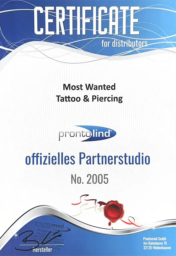 Prontolind Zertifikat offizielles Partnerstudio